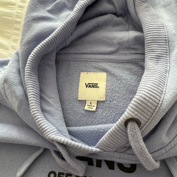 Vans cropped periwinkle Hoodie with Black Checkered Sleeve size large - Picture 4 of 6